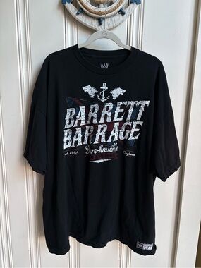 WWE Barrett Barrage Black Graphic Tee with White and Red Accents 3X
